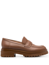 Gianvito Rossi Argo Chunky-sole Leather Loafers In Cuoio