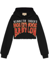 Gucci Slogan-print Cropped Hoodie In Black