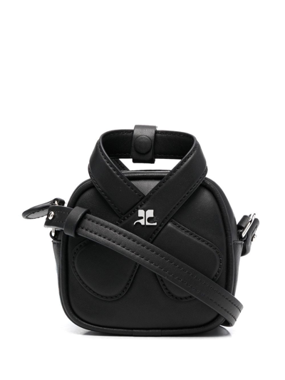 Courrèges Loop Leather Crossbody Bag In Black
