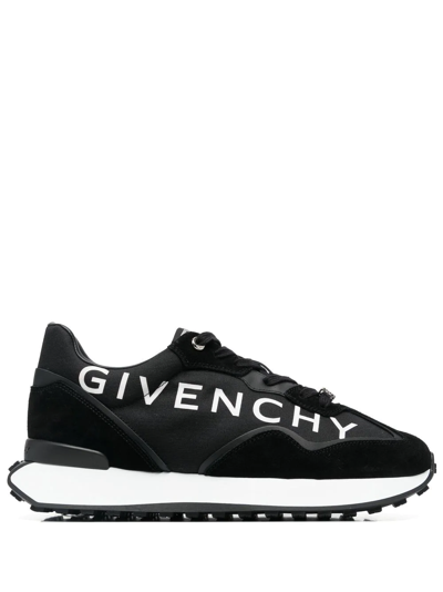 Givenchy Giv Runner Logo-print Leather Low-top Trainers In Black