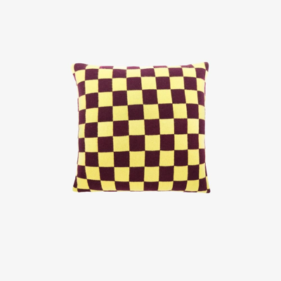 THE ELDER STATESMAN YELLOW AND RED CHECKERBOARD CASHMERE CUSHION,22025118380527