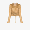 Acne Studios Teba Crinkled Wrap-over Silk Top In Brown