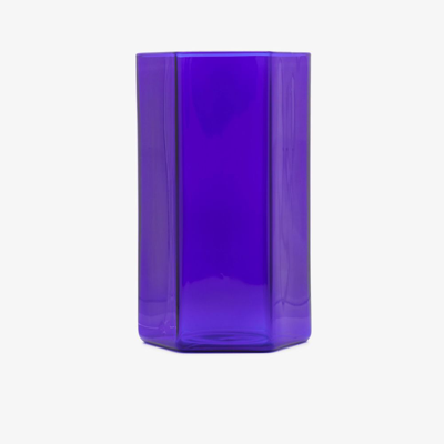 Maison Balzac Blue Coucou Hexagonal Glass Vase