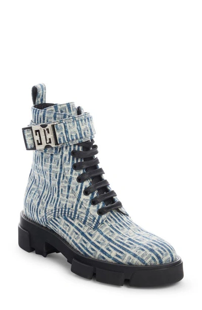 Givenchy Terra 4g Denim Combat Boot In New