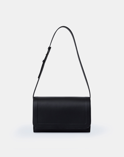 Lafayette 148 Calfskin Leather & Suede Saddle Bag—medium-black-one