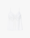 Lafayette 148 Organic Silk Georgette Boheme Lace V-neck Camisole In White