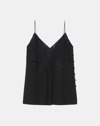 Lafayette 148 Organic Silk Georgette Boheme Lace V-neck Camisole In Black