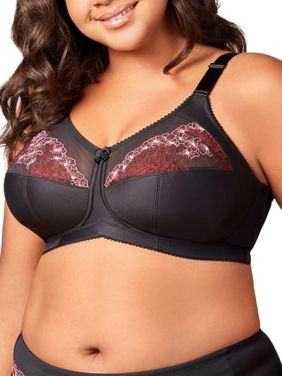 Elila Swiss Embroidered Underwire Balcony Bra - Black - Curvy Bras