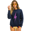 Aviator Nation Bolt Graphic Sweatshirt In Black/pink Purple