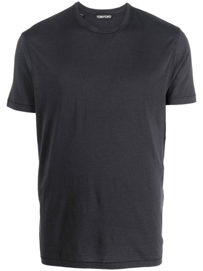 Tom Ford Short-sleeve Lyocell-cotton T-shirt In Grey