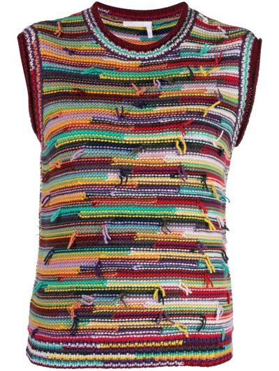 Chloé Knotted Yarn Sleeveless Cashmere-wool Jumper In Multicolor 1