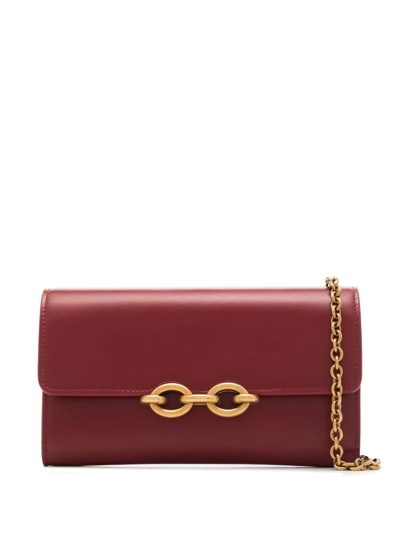 Saint Laurent Red Le Maillon Leather Wallet On Chain