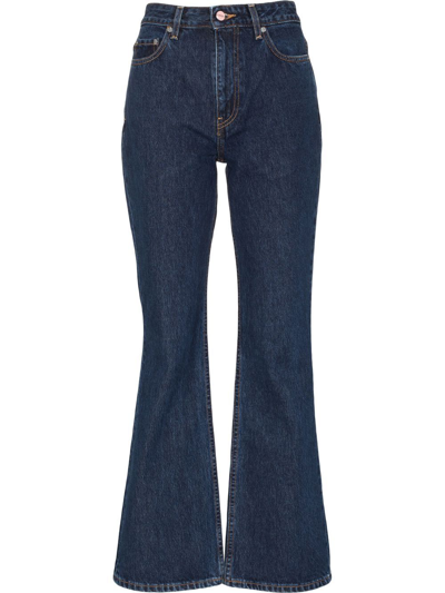 Ganni Rigid Denim Betzy Flared Jeans In Blue