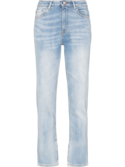 Ganni Beksi Split-hem Straight-leg Jeans In Blue