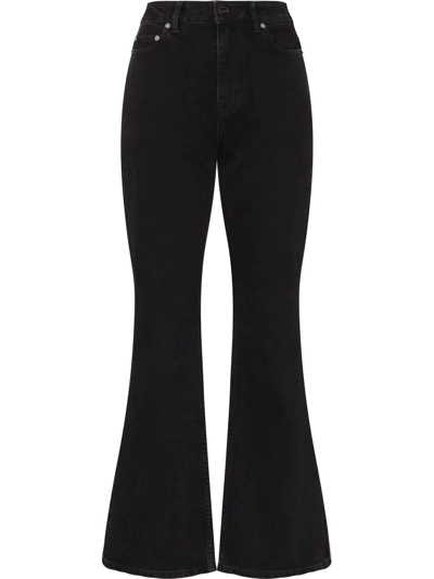Ganni Black Betzy Bootcut Jeans In Blue