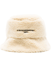 Stella Mccartney Neutral Faux Shearling Logo Bucket Hat In White