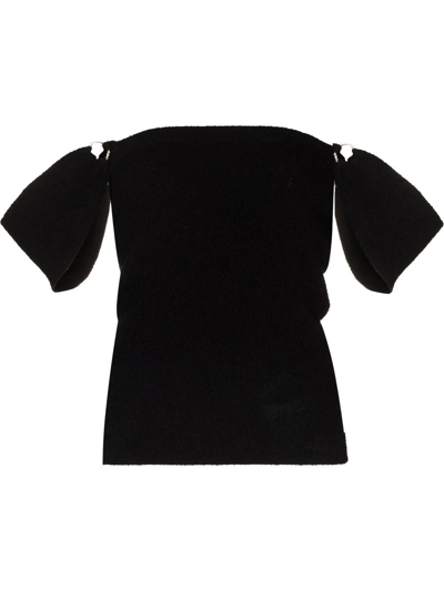 Nanushka Faya Off-the-shoulder Organic-cotton Blend Top In Black