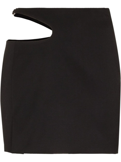 Low Classic Curve Hole Cut-out Detail Mini Skirt In Black