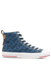 See By Chloé See By Chloe Aryana High Top Logo Print Fabric Sneakers In Blau