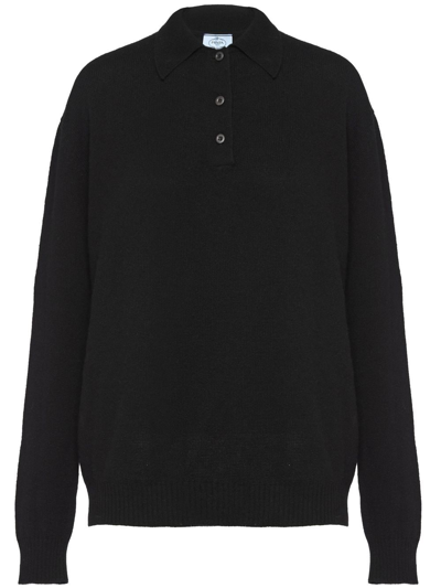 Prada Poloshirt Aus Kaschmir In Black
