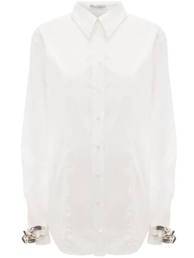 Jw Anderson White Chain-embellished Cotton-poplin Shirt