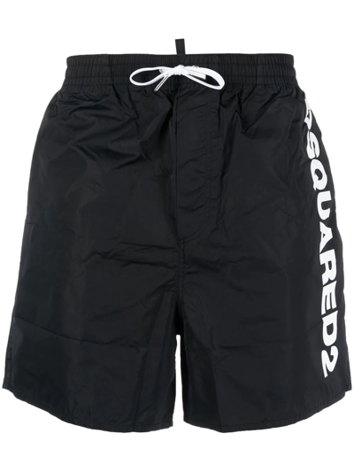 Dsquared2 Logo-print Swim Shorts In Black