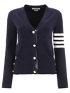 Thom Browne Milano Stitch V-neck 4-bar Cardigan In Blue