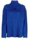 Etro Button-detailed Knitted Turtleneck Sweater In Blue