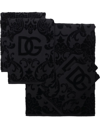 Dolce & Gabbana Terry Cotton Towels (set Of Five) In Black