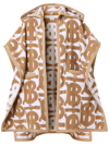 Burberry Hooded Monogram Logo Cotton Terry Cloth Cape In Nude