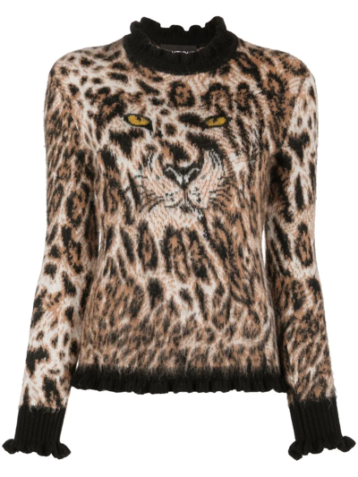 Boutique Moschino Leopard-print Knitted Jumper In Brown