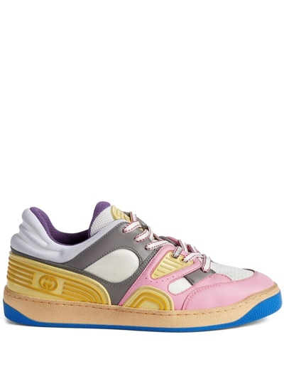 Gucci Basket Panelled Sneakers In Pink