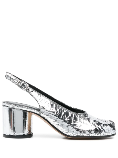 Maison Margiela Tabi 70mm Slingback Pumps In Silber