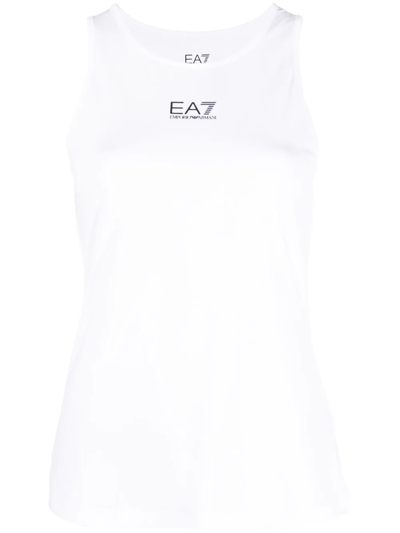 Ea7 Logo Sleeveless Tank Top In Weiss