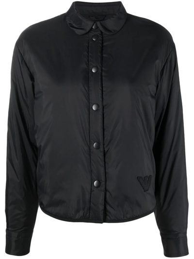 Emporio Armani Recycled-nylon Jacket With Eagle Patch In Black