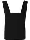Vince Square-neck Strech Tank Top In Schwarz