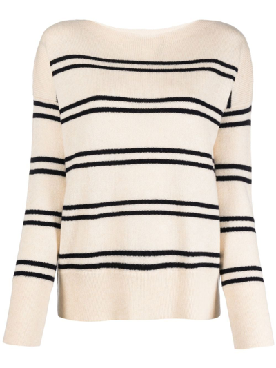 Vince Striped Crew-neck Jumper In Nude