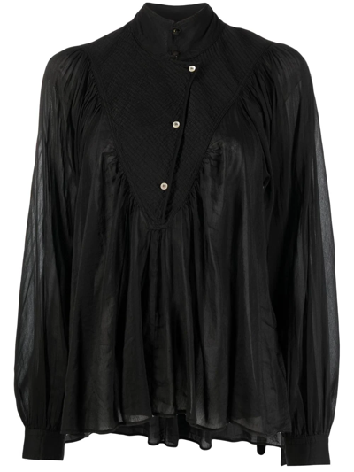 Forte Forte Gathered Long-sleeve Shirt In Black