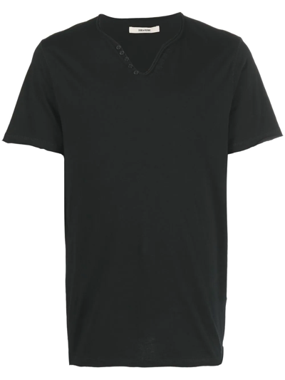 Zadig & Voltaire Monastir Henley-neck T-shirt In Black