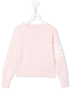 Thom Browne Stripe-detail Long-sleeved Jumper In Rosa
