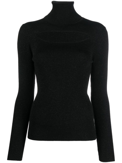 P.a.r.o.s.h Ribbed-knit Cut-out Jumper In Schwarz