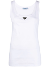 Prada Ribbed Knit Jersey Tank Top In Weiss