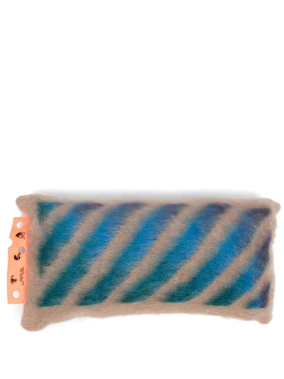Off-white Diag-stripe Cushion In Blue