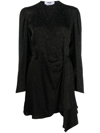 Msgm Monogram Print Wrap Design Asymmetric Hem Dress In Schwarz