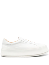 Jil Sander White Low-top Sneakers With Platform And Tonal Heel Tab In Leather In Weiss
