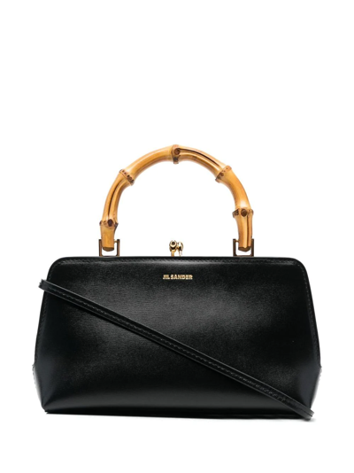 Jil Sander Goji Bamboo-handle Mini Bag In Black