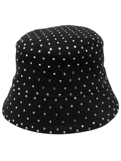 Ruslan Baginskiy Black Embellished Wool Bucket Hat