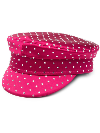 Ruslan Baginskiy Embellished Baker Boy Cap In Fuchsia