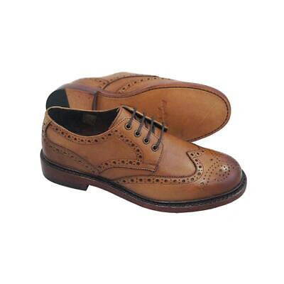 Pre-owned Hoggs Of Fife Muirfield Brogue Shoe Burnished Tan Brown