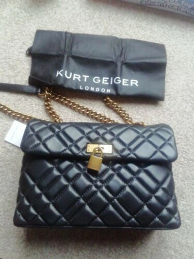 Pre-owned Kurt Geiger Leather Brixton Lockkensington Med Quilted Crossbody Bag